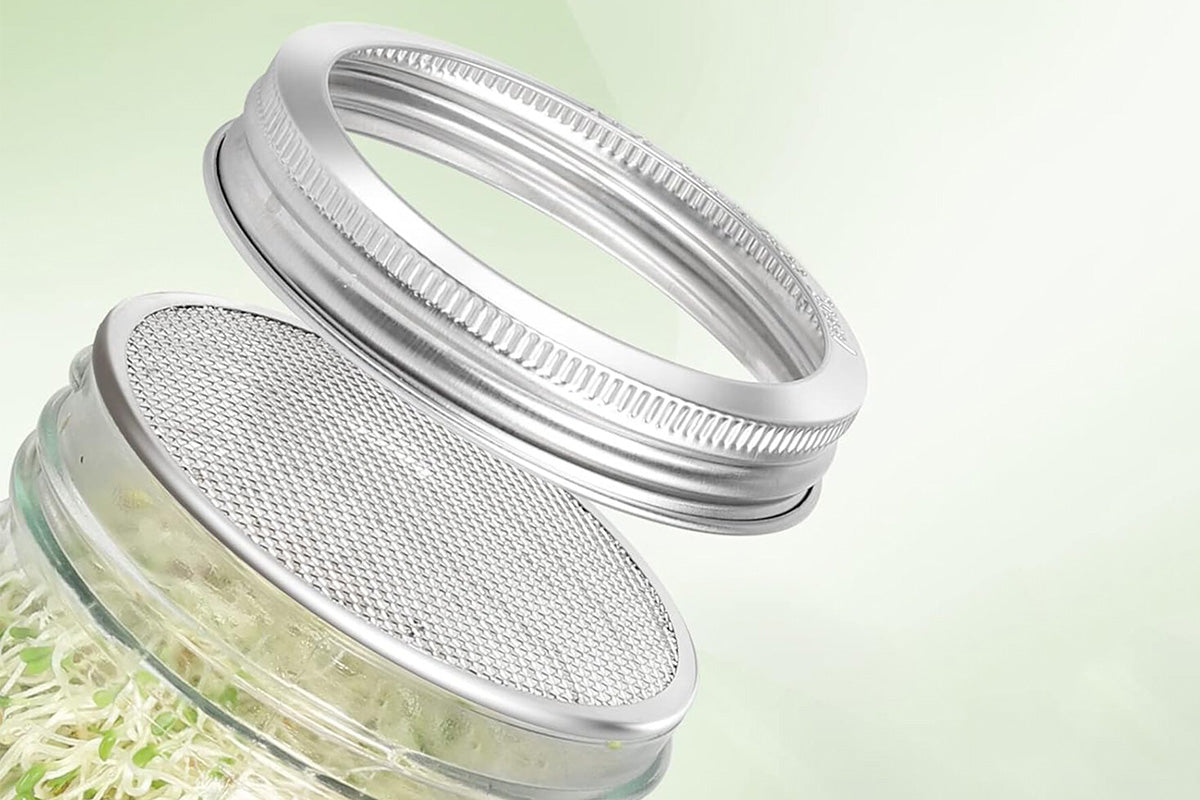 Stainless Steel Sprouting Lid with Mesh Filter for 32 oz Wide Mouth Mason Jars
