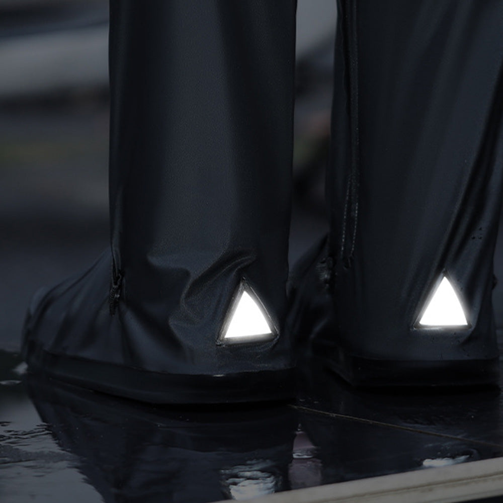 Water-resistant Shoe Covers with Reflective Strip Anti Slip Rain Boot Covers for Cycling Hiking-Black