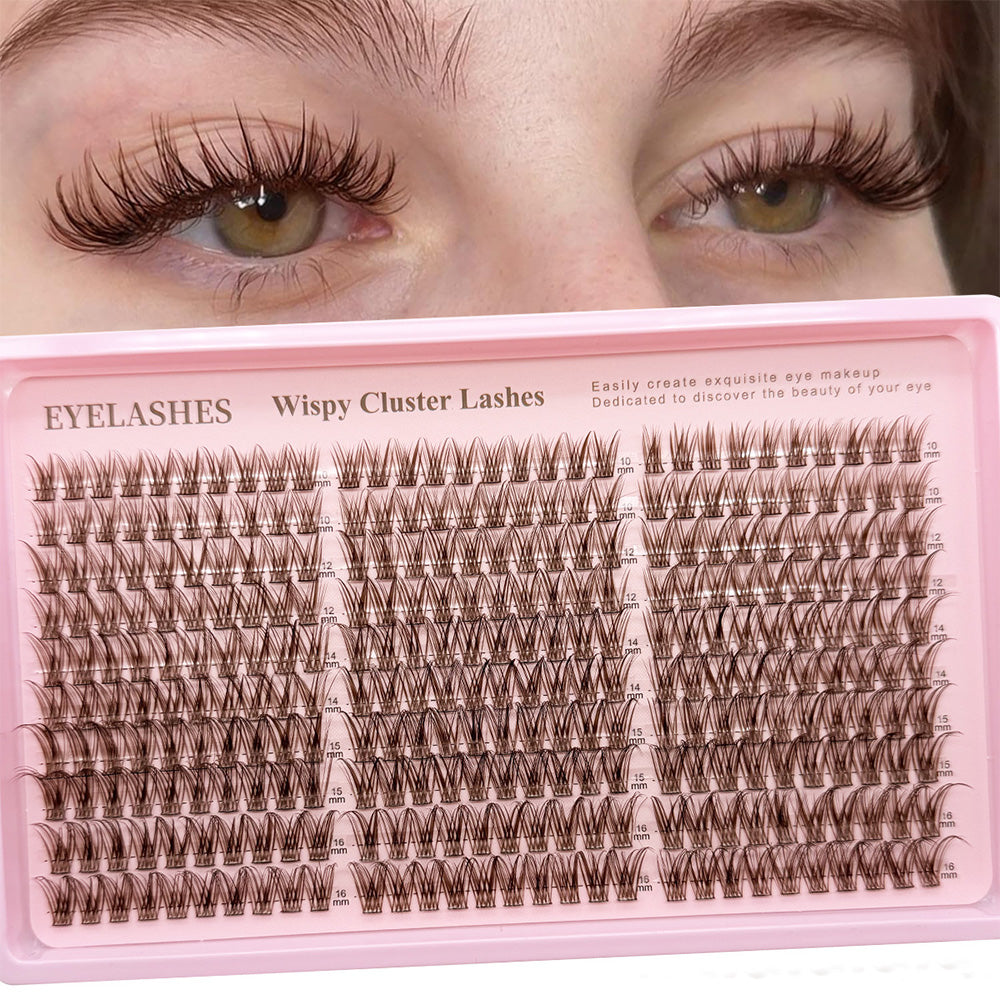 300 PCS Brown False Eyelash Cluster Kit with Multiple Lengths