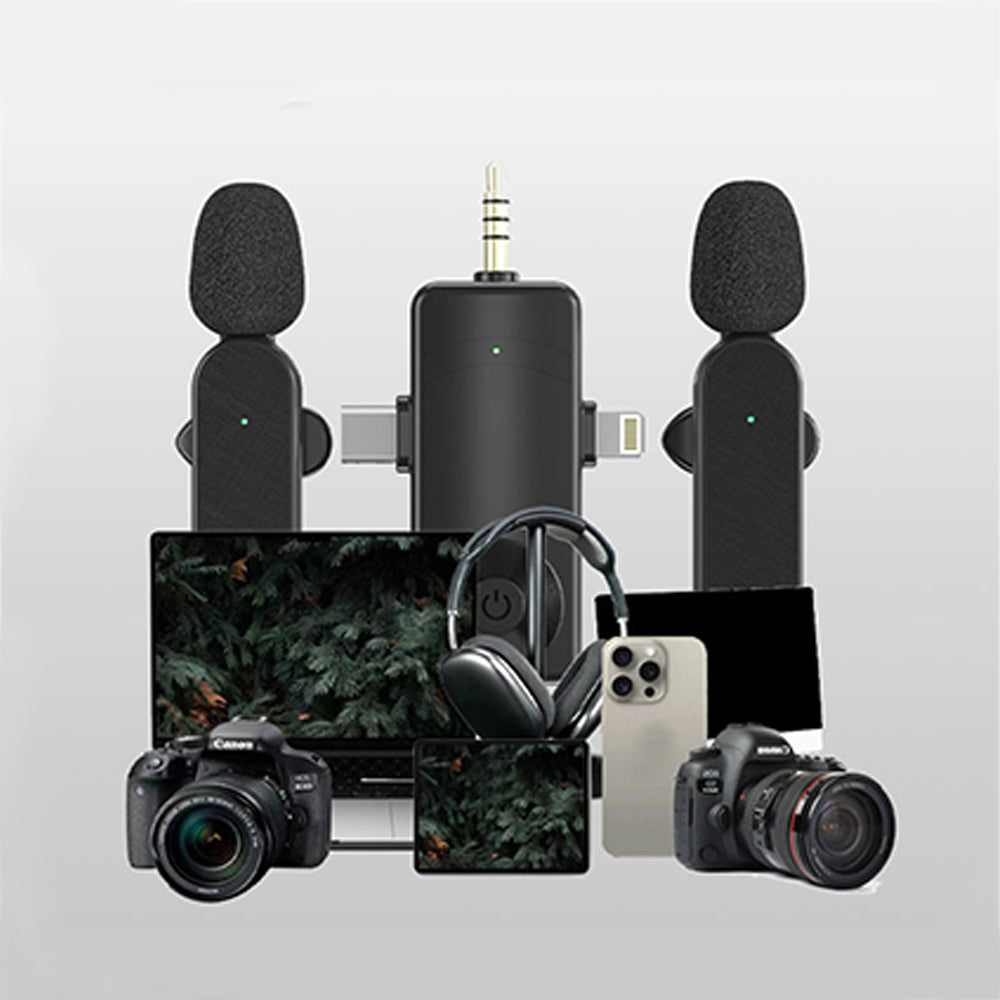 3 in 1 Wireless Lavalier Microphone for Android Phone iPhone Vlog Live Stream Mic