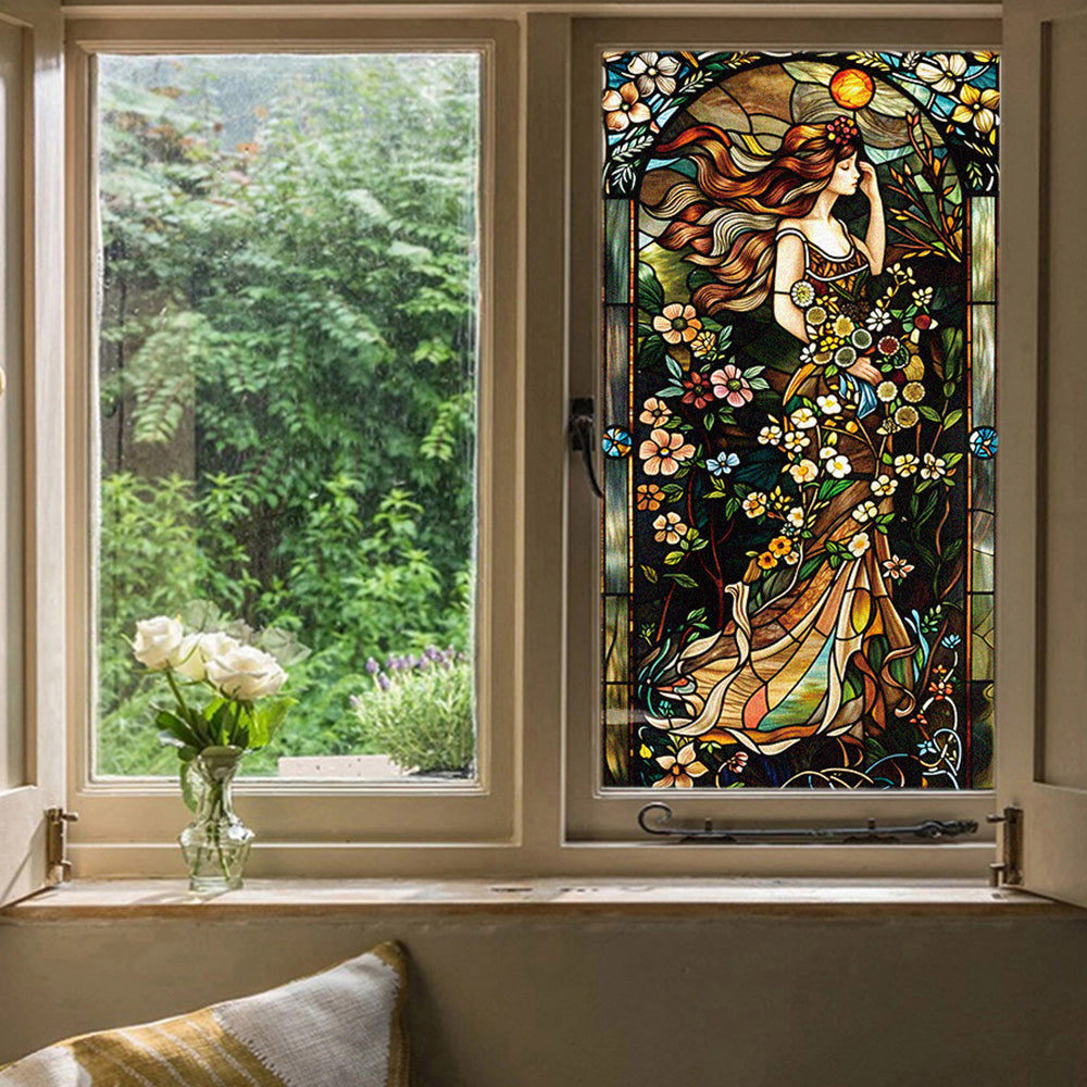 Static Cling Window Film Stained Glass Sticker Fairy Decor Glass Privacy Film