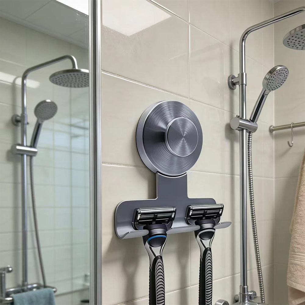 Stainless Steel Suction Cup Razor Holder Wall Mounted Bathroom Shaver Hook