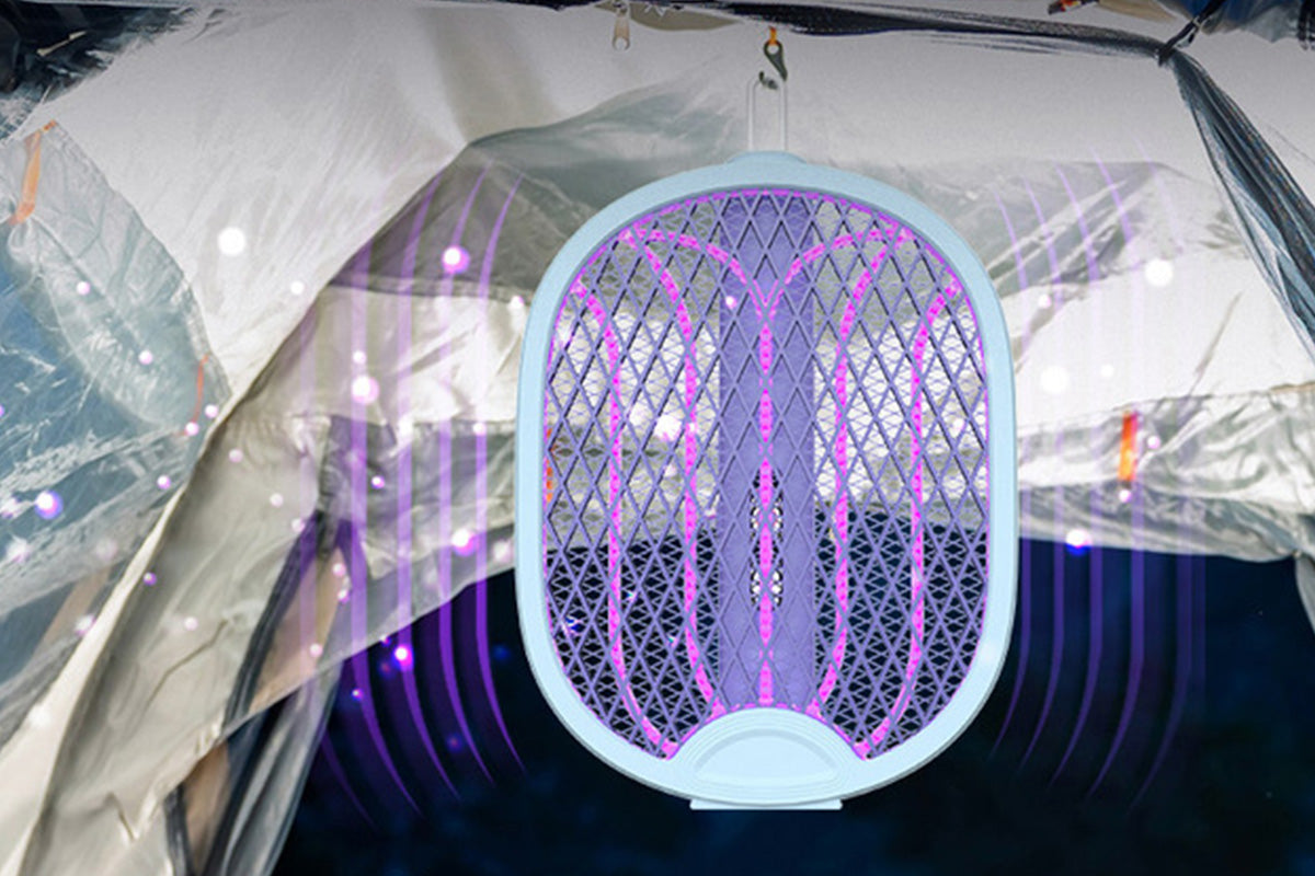 Foldable Electric Mosquito Swatter with Charging Base Station Mosquito Zapper Fly Killer Rechargeable Bug Zapper