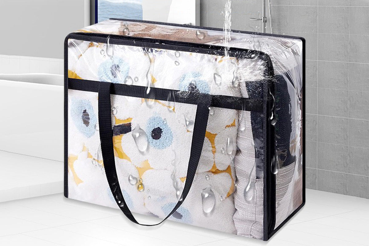 3 Pack Thick Clear Storage Bags with Zipper for Clothes Bedding