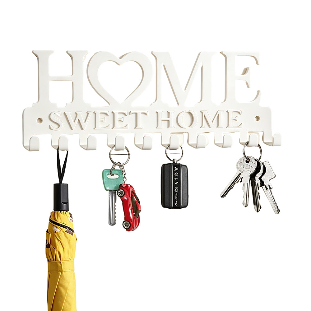 10 Hook Iron Wall Mounted Key Holder Door Back Hanging Storage Rack