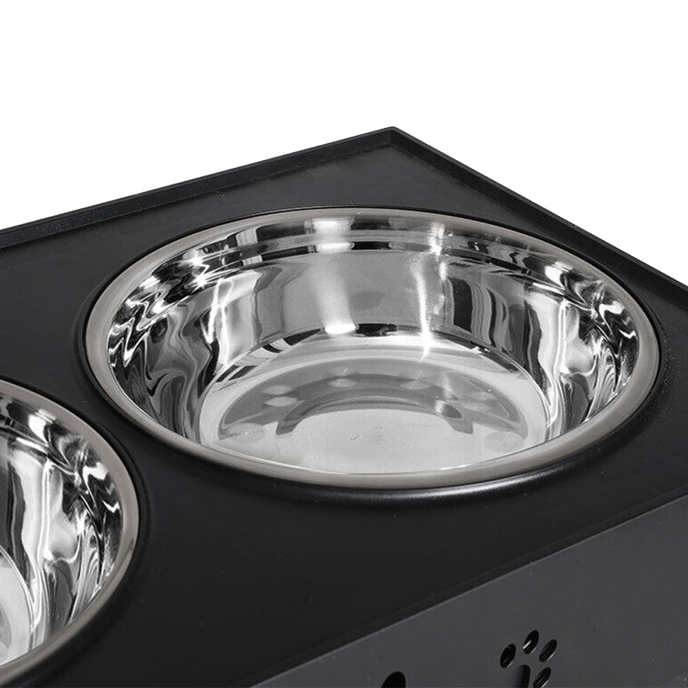 Elevated Pet Feeder Food Water with Double Bowl Adjustable Height Raised Stand