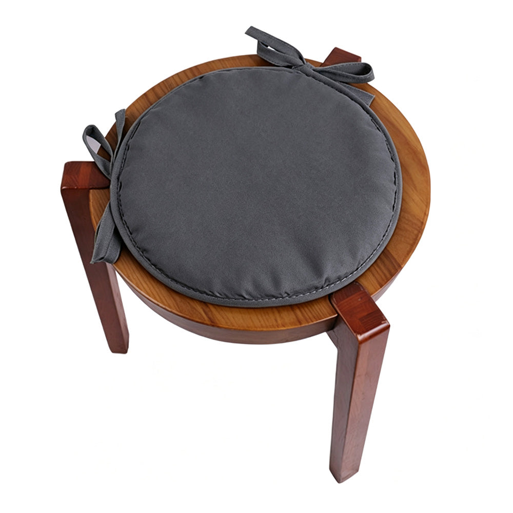 2Pcs Round Sponge Chair Cushions with Ties for Stools-Grey