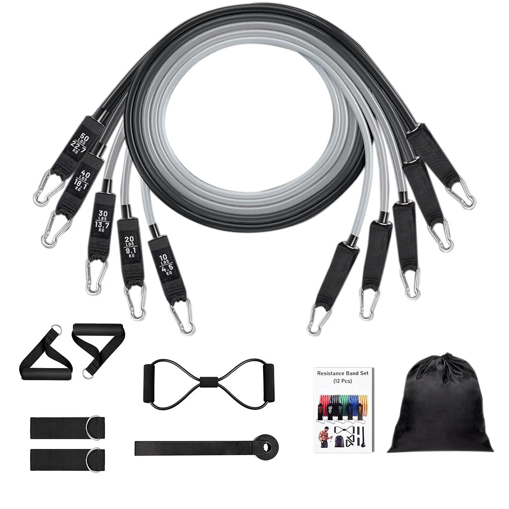 11Pcs Resistance Band Set Yoga Pilates Abs Exercise Fitness Tube Workout Bands