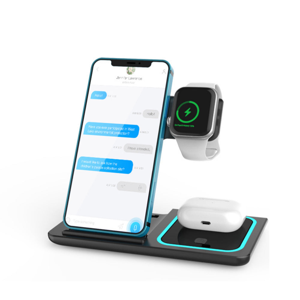 3-in-1 15W Wireless Fast Charging Station for iPhone/Apple Watch/AirPods