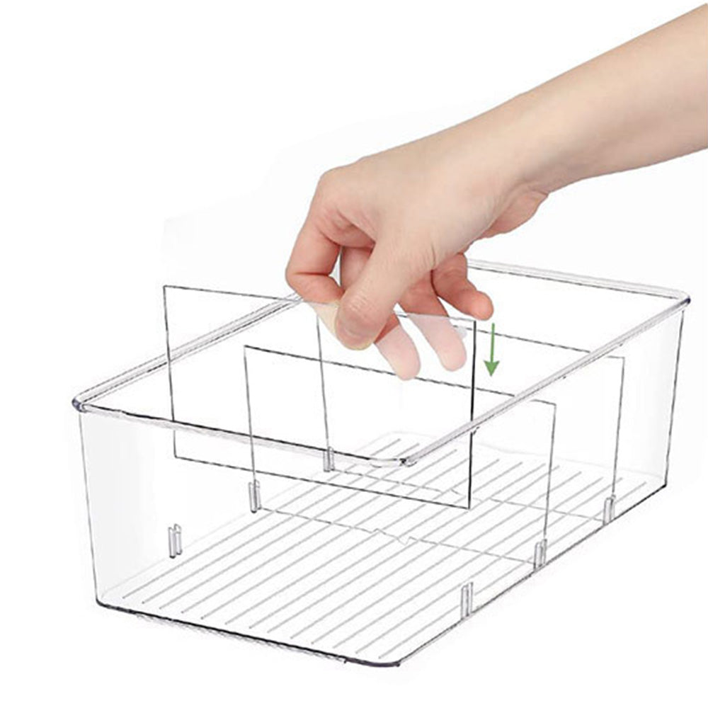 3Pcs Food Storage Organizer Bins Divided 4Parts Kitchen Pantry Fridge Organizers