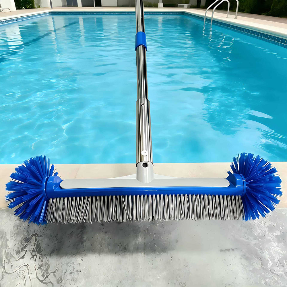 Swimming Pool Brush Head with Round Ends Heavy Duty Aluminum Back Head for Cleaning Walls Tiles Floors
