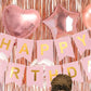 Rose Gold Happy Birthday Party Decorations Set Banner Foil Balloons Curtain Backdrop for Women Girls