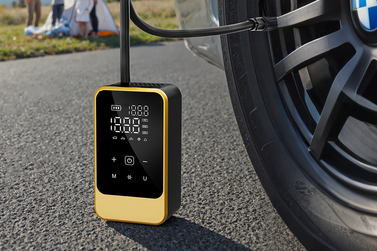 Dual Power Cordless Wired Air Pump with Preset Modes Car Tire Inflator with Light Tire Inflator Digital Display Car Tire Pump