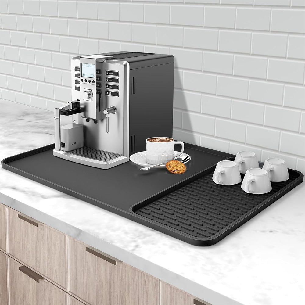 Silicone Coffee Mat Bar Mat with Detachable Dish Drying Mat for Coffee Maker Dish Rack