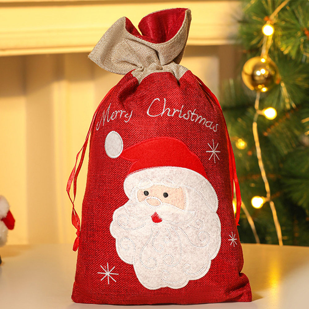 Xmas Sack Bag Christmas Burlap Stocking Gift Bag -Style 1