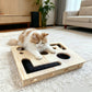 Cat Puzzle Toy Box Wooden Interactive Scratch Maze Toy with Bell Balls for Cats