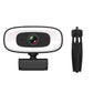4K Webcam with Microphone Ring Light and Rotatable Tripod Computer Webcam