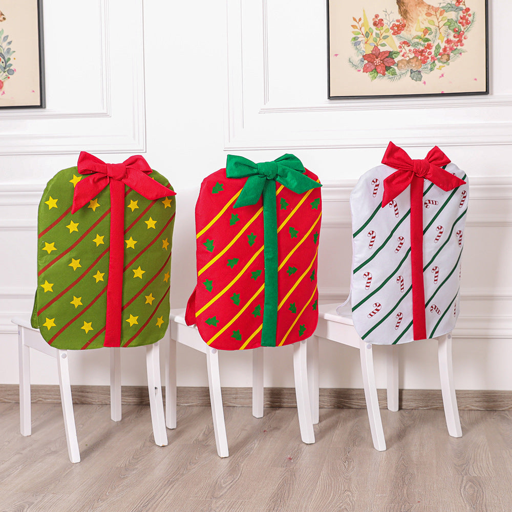 2Pcs Christmas Bowknot Chair Back Cover