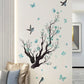 Watercolor Blue Flower Wall Decals Blossom Bird Tree Branch Wall Stickers