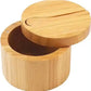 Kitchen Bamboo Salt Cellar with Swivel Lid  for Salt Pepper Sugar Herbs Spice with Spoon