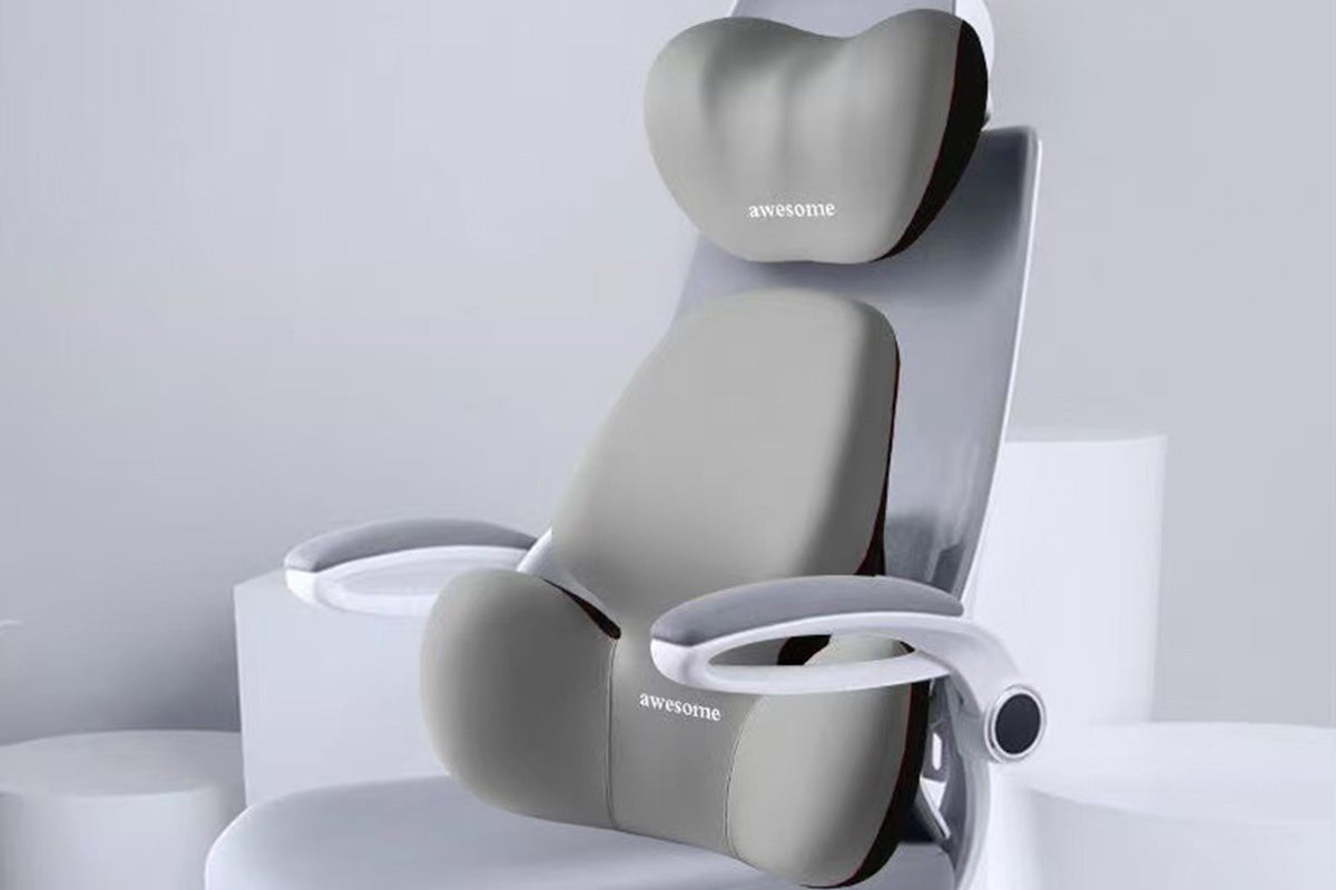 Car Headrest and Lumbar Support Set Memory Foam Driving Cushion