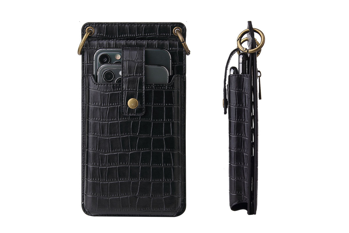 3-in-1 Wallet Card Holder PU Leather Crossbody Phone Bag Phone Purse with Mirror