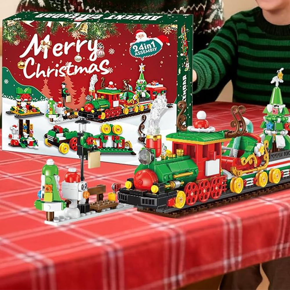 Advent Calendar Countdown Christmas Train Building Blocks Set Christmas Toy