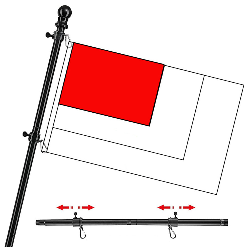 Flag Pole Kit with 360-Degree Rotating Flag Pole Rings Two-Position Bracket