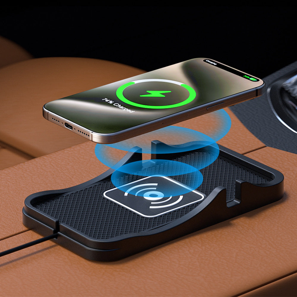 2 in 1 15W Wireless Auto Charging Pad and Non Slip Phone Holder