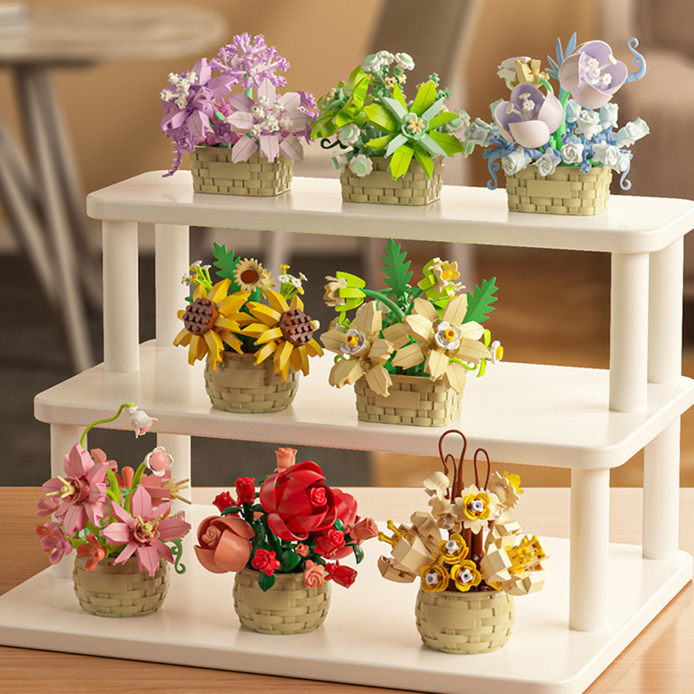 8PCS Flower Building Blocks Set Mini Potted Plants and Succulents Toys
