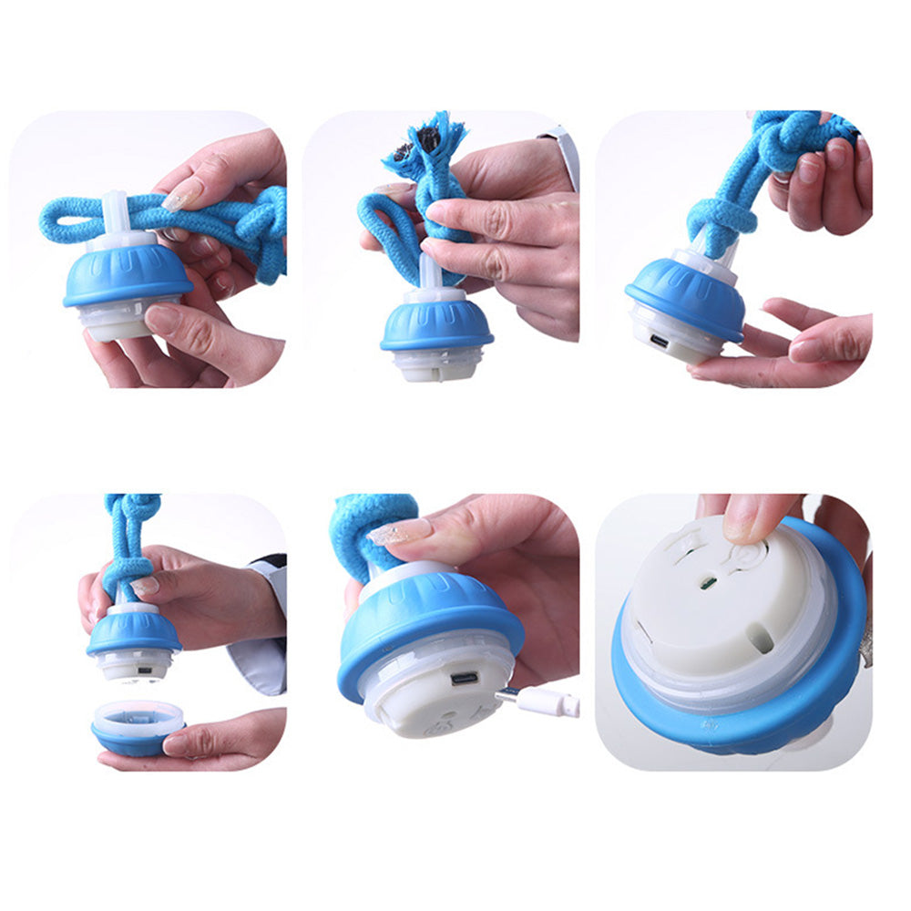 Interactive Dog Ball Toy Electronic Moving Rolling Ball Rope Chew Toy for Pet Dog