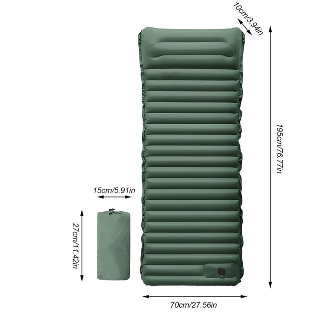 Inflatable Camping Sleeping Pad Ultralight Camping Mat with Pillow and Built-in Foot Pump