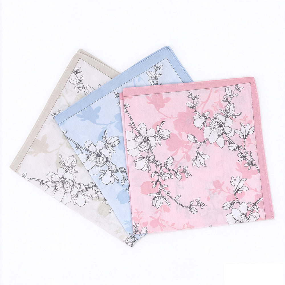 12 Pack Pure Cotton Printed Handkerchiefs 42cm Square