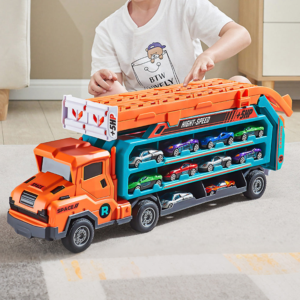 Carrier Truck Transport Car Toys Foldable 3 Layer Car Race Track Toys With 6 Toy Cars