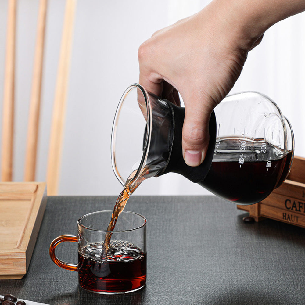 Pour Over Coffee Maker Borosilicate Glass Carafe with Reusable Stainless Steel Filter