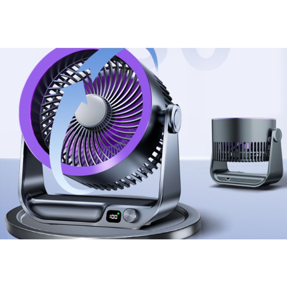 USB Rechargeable Desk Fan with Digital Display for Bedroom Home Office