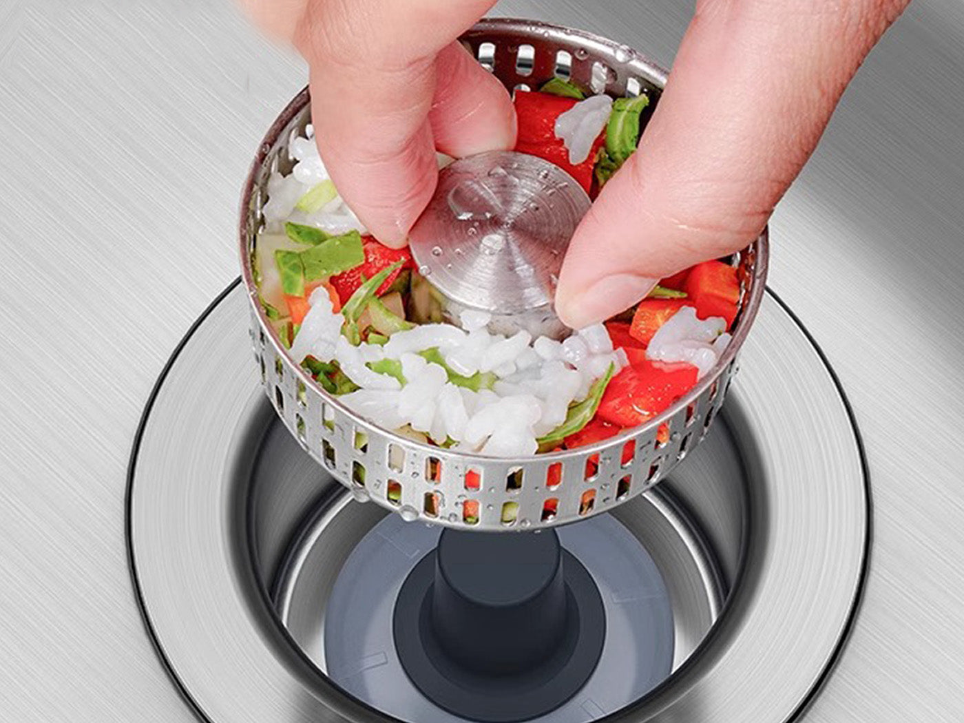 3-in-1 Kitchen Stainless Steel Sink Drain Strainer Pop Up Sink Stopper Drain Plug