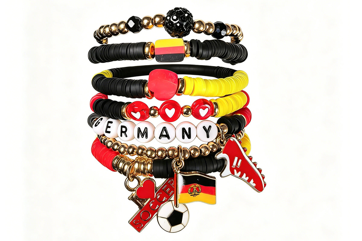 Colorful Soft Clay Football World Cup Bracelets Set for Aldults Soccer Fans