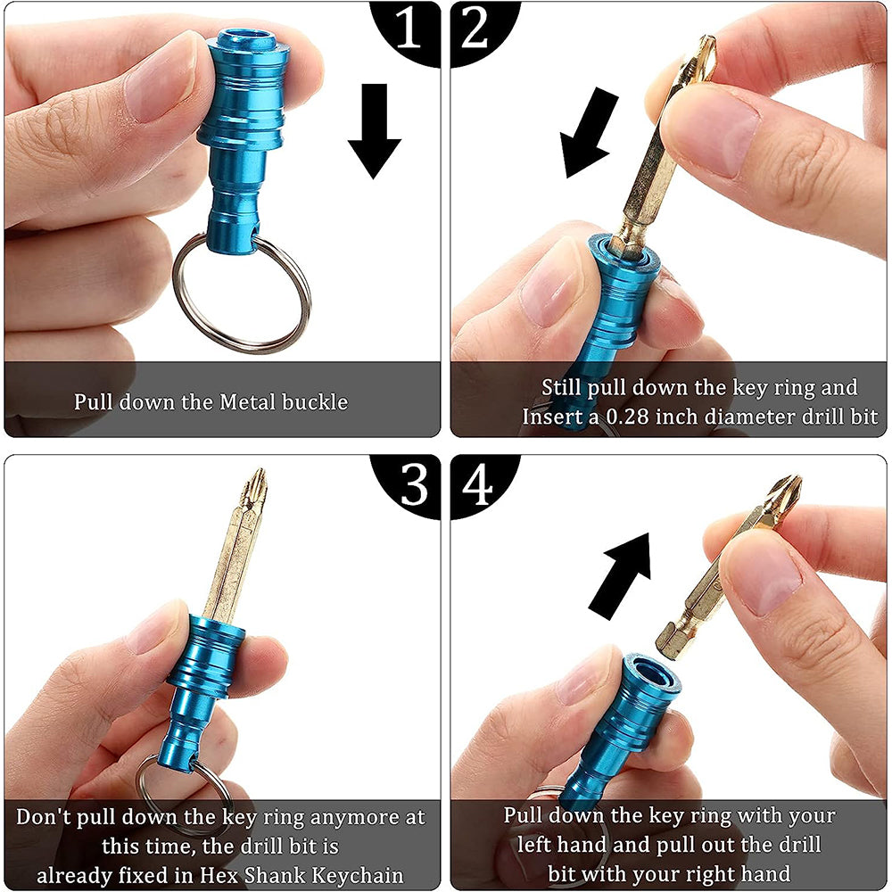 7Pcs Socket Drill Bit Holder 1/4 Inch Keychain Extension Bar Hex Screwdriver Bits Holder