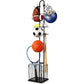 4 Tier Sports Equipment Ball Storage Rack with Basket and Hooks