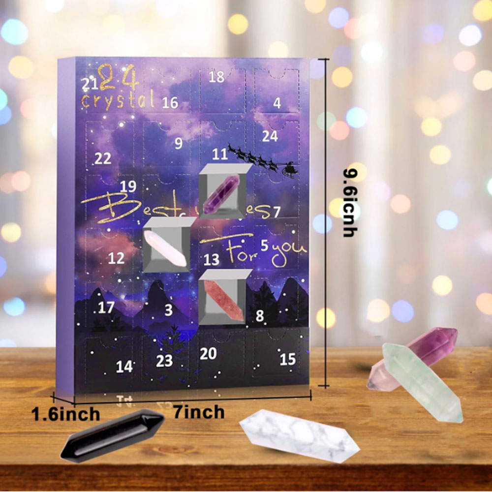 24 DAYS Christmas Advent Countdown Calendar Rhinestone And Healing Stones Blind Box