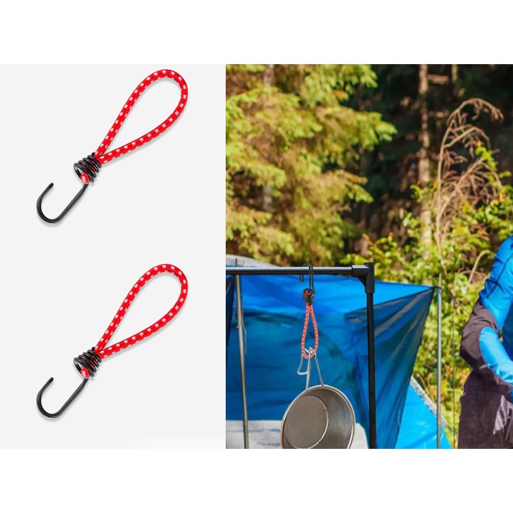 4Pcs Outdoor Camping Tent Elastic Cords with Hooks