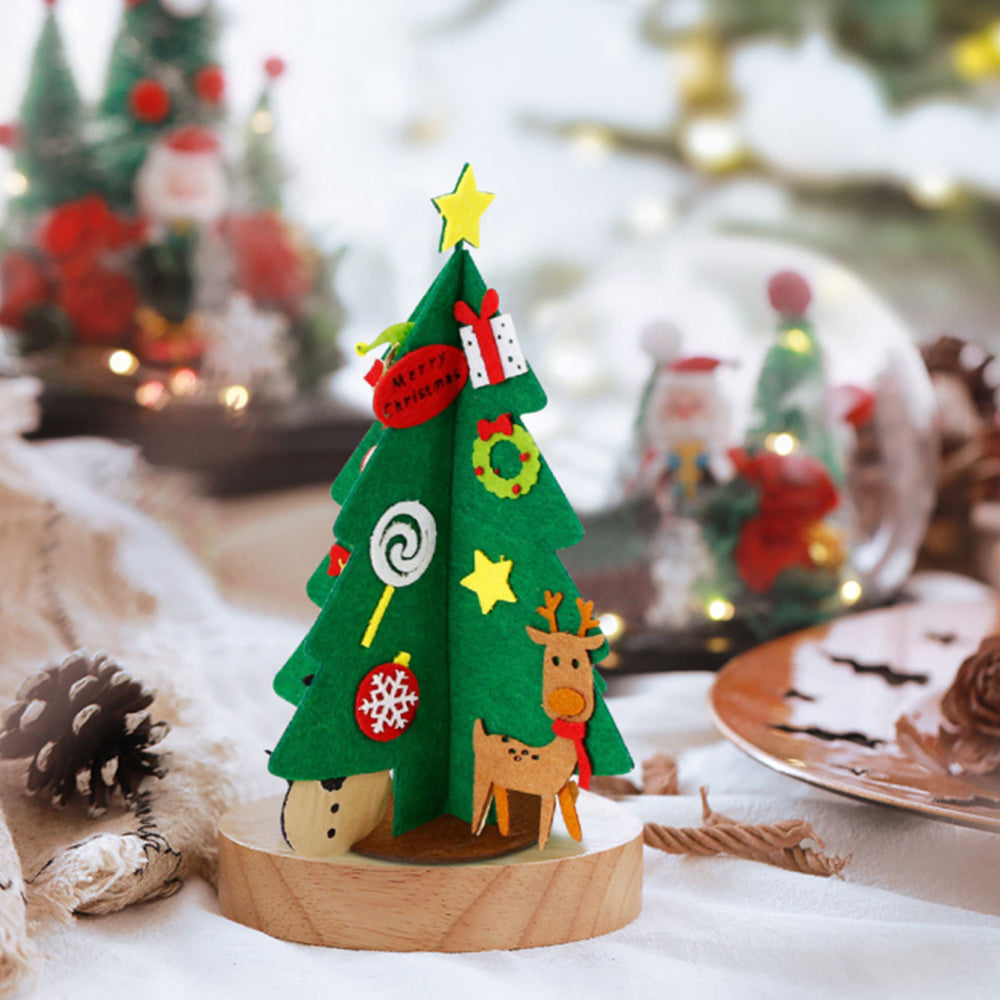 5Pcs Felt Christmas Tree Set DIY with Removable Ornaments Xmas Hand Craft Decoration