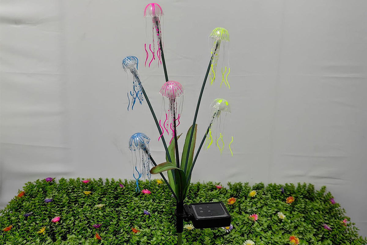 2pcs 6-Heads or 8 Heads Solar Jellyfish Stake Lights Outdoor Garden Path Decor Lights