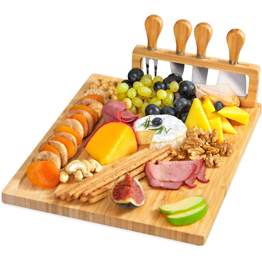 Bamboo Cheese Serving Board with Knife Holder