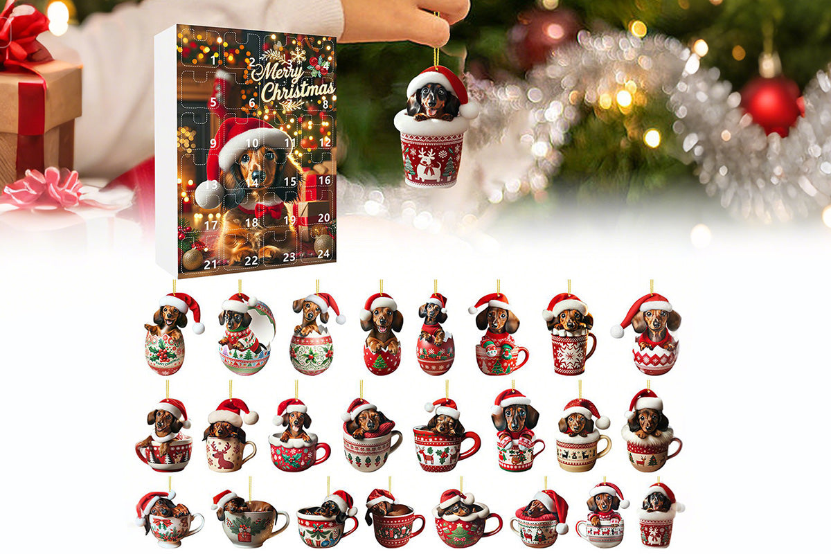 Christmas Countdown Advent Calendar Dog Holiday Collectible Hanging Ornament