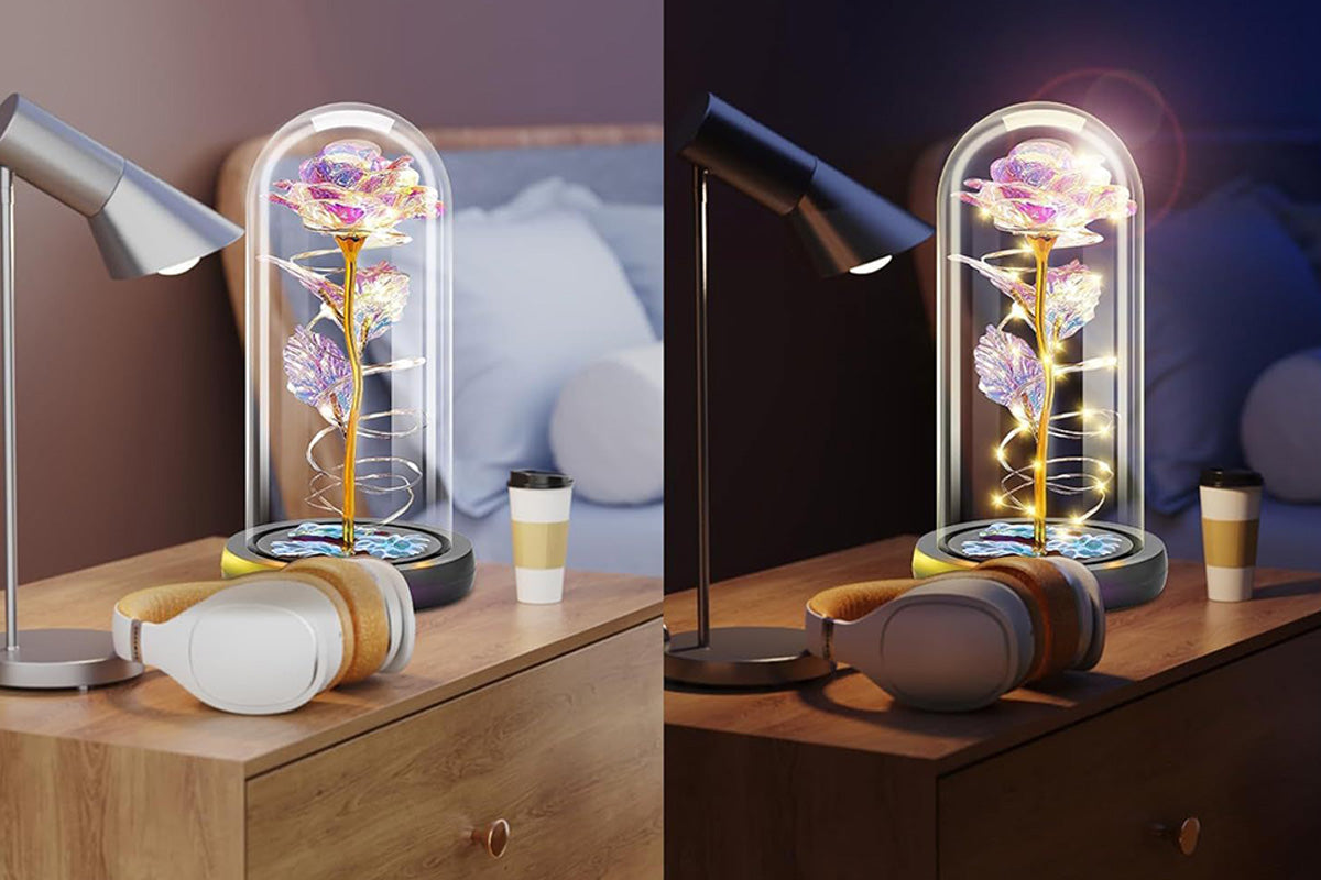 Eternal Rose Night Light in Glass Dome with LED