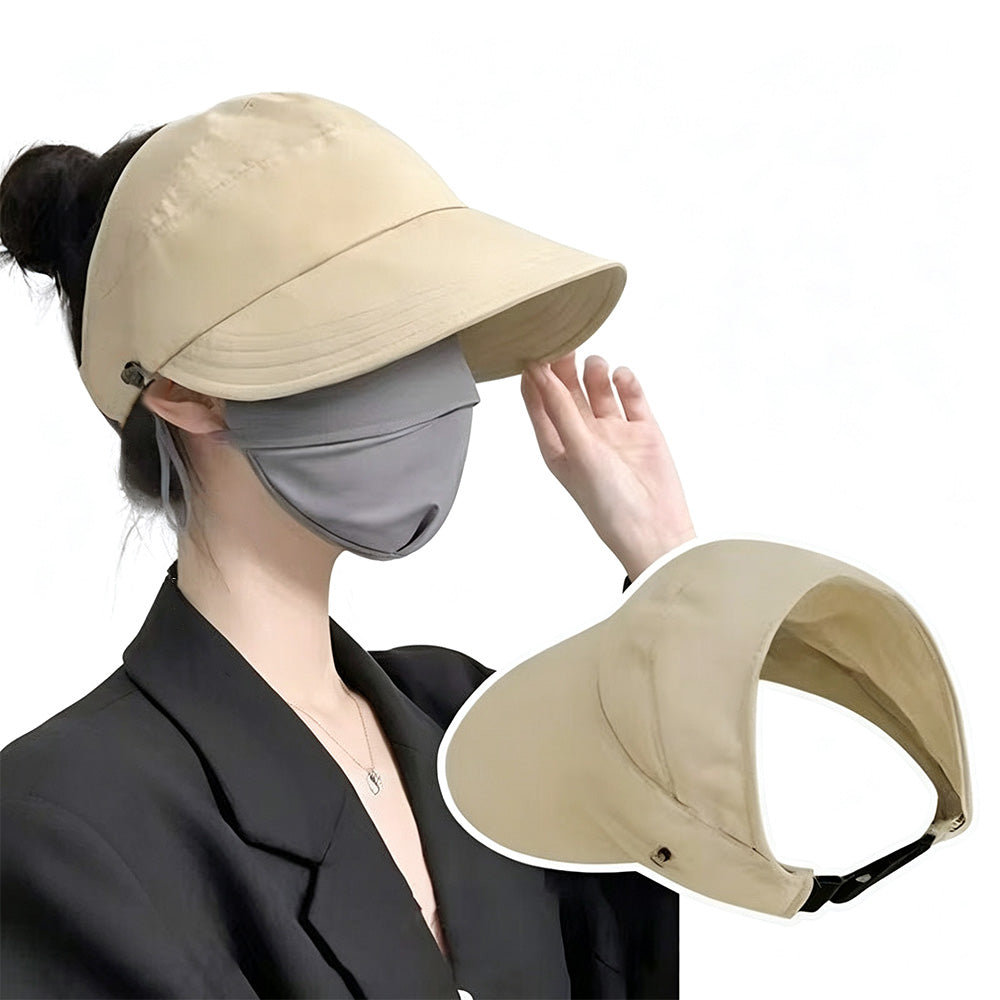 2 PCS Wide Brim Quick Dry Foldable Sun Hat with Ponytail Opening and Hook