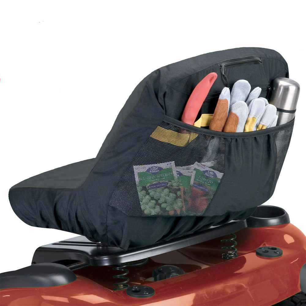 2Pcs 600D Oxford Lawn Mower Tractor Truck Seat Cover with Padding and Back Pockets