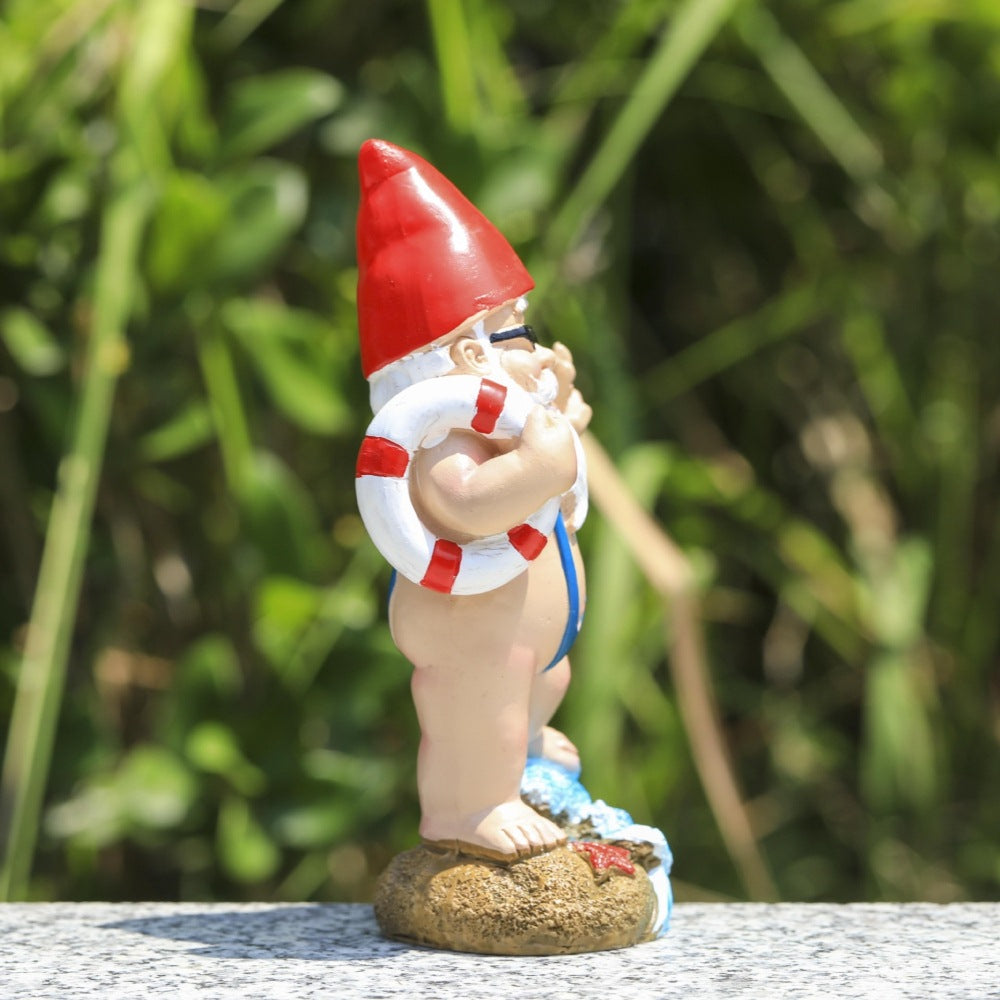 Surfing Gnome Statue Decor for Garden